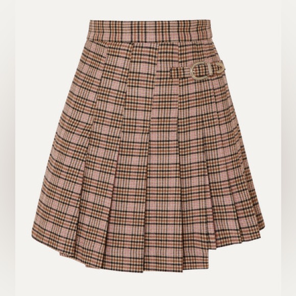 Maje Houndstooth Pleated Skirt